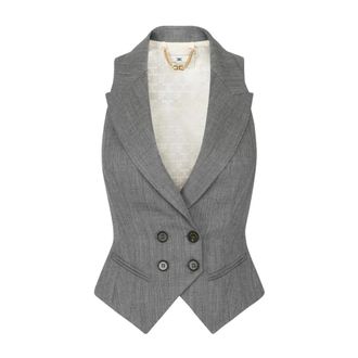 Elisabetta Franchi Double-breasted wollen gilet - Dames - Jassen - Grijs - Maat: M Wol