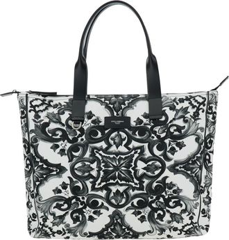 Dolce & Gabbana BlackWhite Majolica-Print Tote