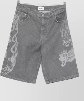 GCDS graphic rider denim regular fit shorts