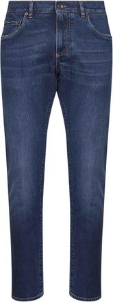 Dolce & Gabbana Slim-fit stretch katoenen jeans - Heren - Slim Fit Jeans - Blauw - 4XL - Katoen - Jeans