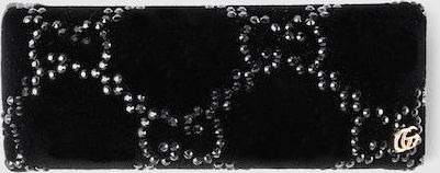 Soft Velvet Hair Clip With Crystals, Black, Velvet