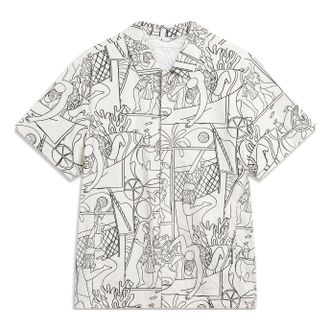 Li-Ning All-Over Print Shirt White Black ASHU237-2