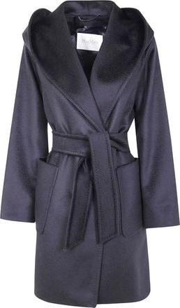 Max Mara hooded belted coat - Zwart