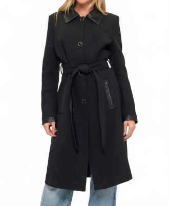 Coalition LA Womens Windsor Contrast Maxi Coat In Black
