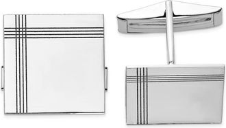 Diamond2Deal 14K White Gold Square Line Design Mens Cuff Links
