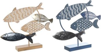 DKD Home Decor Figura Decorativa Dkd Home Decor 53 X 9 X 45 Cm Natural Azul Dorado Espirales Mediterr&aacute;neo (2 Unidades)