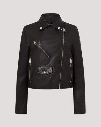 Belstaff Sienna Biker Jacket Womens Lamb Nappa Black Size UK 10