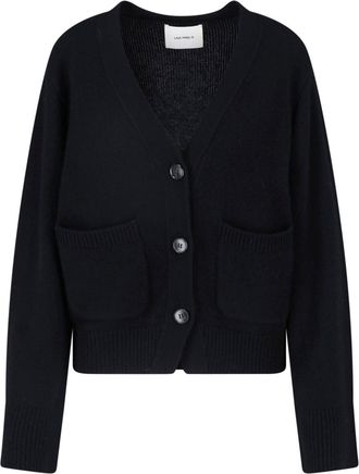 Lisa Yang Cropped Ribbed Deep V-Neck Cardigan