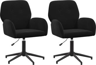 vidaXL Sillas De Escritorio Giratorias 2 Uds. 54 X 55 X 90 Cm Negro Vidaxl
