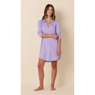 The Cats Pajamas Pima Knit Night Shirt in Confetti Dot Lilac at Nordstrom, Size X-Small