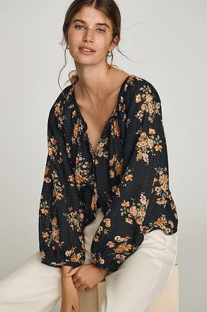 Pilcro Sidney Shrunken Scoop-Neck Blouse