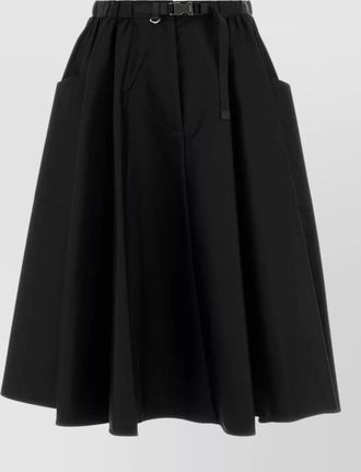 Prada re nylon skirt belt loops flared pockets