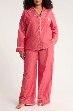 Nordstrom Classic Cotton Pajamas in Red Chambray Bow at Nordstrom, Size 3X
