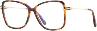 Tom Ford FT5953-B 053 Blonde Havana/Clear Blue Light Block 55mm