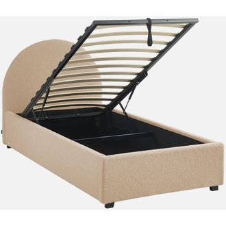 Sweeek Cama con somier abatible y cabecero 90cm, acabado en borreguito