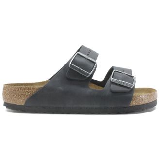 Birkenstock Arizona BS Soft Footbed Oiled Leather Unisex Slides Sandals - Black - Size:UK 7.5
