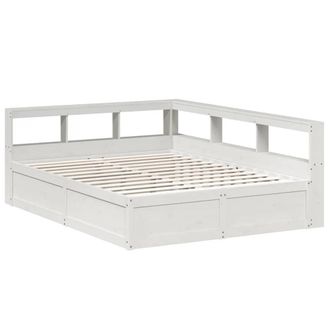 Berkfield Home Decorative Bookcase Bed without Mattress White 160x200cm Solid Wo | Size: 160x200 cm