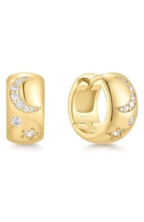 Ania Haie Celestial Crystal Pav&eacute; Huggie Hoop Earrings in Shiny Gold at Nordstrom