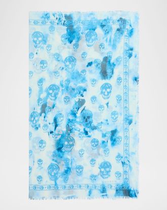 Alexander McQueen Mens Bleached Classic Skull Scarf