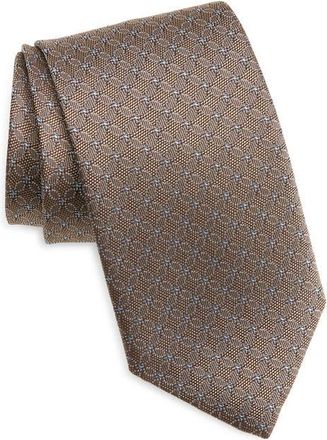 David Donahue Geometric Silk Tie in Cocoa at Nordstrom