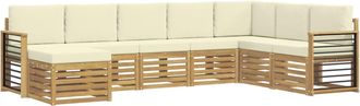 vidaXL Conjunto De Sof&aacute;s De Exterior 8 Uds. Blanco Y Crema Poli&eacute;ster Vidaxl