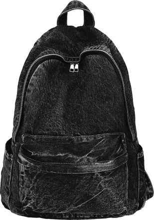 Generic Fiorky Backpack, Denim Backpack for Women Men Multi-pocket Shoulder Bag Zipper Retro Rucksack Solid Daypack Travel Gym Bag for Daypack Casual School A