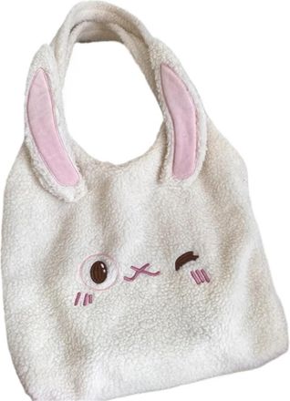 Generic Womens Plush Bags Plush Bag Womens Cartoon Shoulder Soft College Girls Book Tote Bags Lovely Female Shopper Handbags(Color 1)