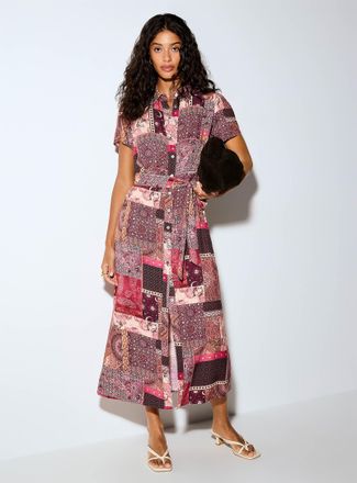 Icone Womens Supple belted maxi shirtdress