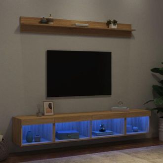 vidaXL Vidaxl - Muebles Tv Pared Con Led 5 Pzas Madera Ingenier&iacute;a Roble Sonoma