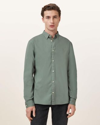 AllSaints Cotton Hawthorne Ramskull Stretch Fit Shirt, Size: XS