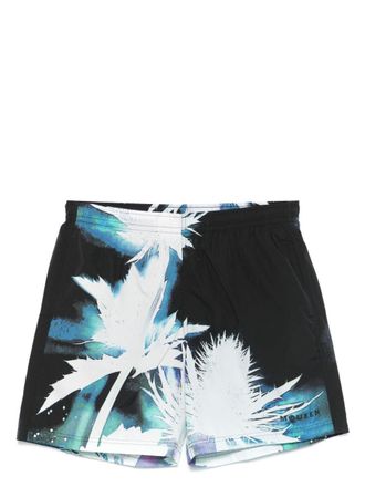 Alexander McQueen Black Swimsuit With Light Blue And White Print