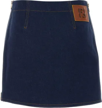 Fendi Womens Denim Mini Skirt Navy Exterior: Cotton Gonne