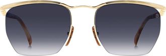 David Beckham 55mm Square Sunglasses in Gold Brown Havana/Bl Sf Ar at Nordstrom