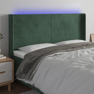 vidaXL Cabecero Con Led De Terciopelo Verde Oscuro 183x16x118/128 Cm Vidaxl