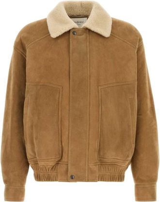 Saint Laurent Blouson met Aviatorkraag - Heren - Jassen - Bruin - L - Jassen