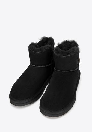 Wittchen Dames su&egrave;de enkellaarsjes met gesp zwart su&egrave;de leer