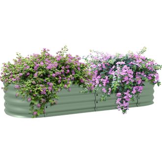 OUTSUNNY Galvanised Raised Garden Bed Planter Box with Safety Edging - Green | TJ Hughes