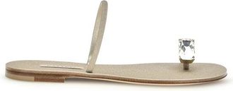 Casadei Gold Calf Leather Bos Taurus Flat Womens Sandals