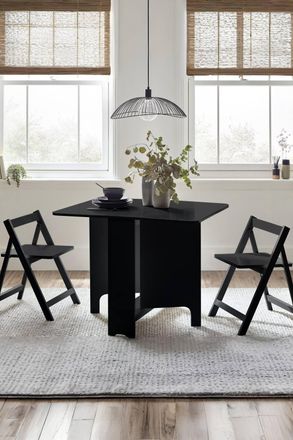 Julian Bowen Gatan 2 Seater Compact Drop Leaf Dining Set with Folding Chairs in Black