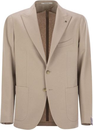 Tagliatore Refined Cashmere Jacket With Iconic Logo Pin