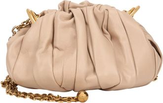 Chlo&eacute; Pliss&eacute; Schoudertas met Ketting - Dames - Schoudertassen - Beige - ONE Size - Leer - Tassen