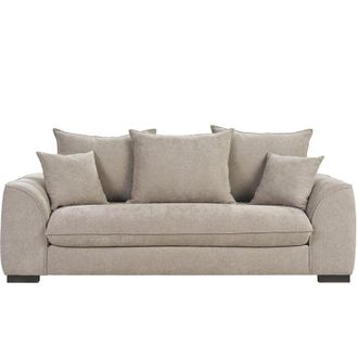Miliboo Divano letto 3 posti in tessuto effetto velluto taupe con materasso 12 cm ARMAND
