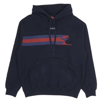 Gucci Cotton Jersey Hooded Sweatshirt - male - Gucci - Hoodies - Blue - M - Sweatshirts & Hoodies