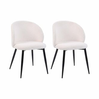 Mobili Rebecca 2 sillas acolchadas de tela teddy blanco crema