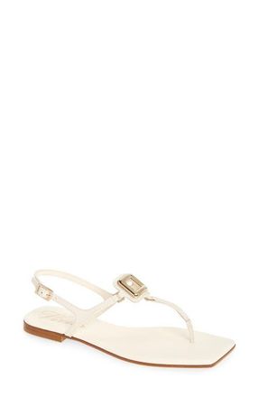 Roger Vivier Viv by the Sea Metallic T-Strap Sandal in Cire at Nordstrom, Size 11Us