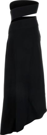 Alaia Womens Spiral Dress Black Silk Wool