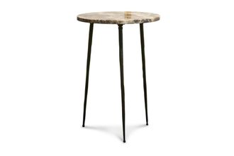 PIB Pequeña mesa auxiliar de marmol gris y metal