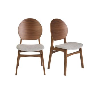 Miliboo Sillas Escandinavas En Madera Oscura Y Tela Gris Claro (lote De 2) Elton