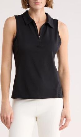 Zella Replay Half Zip Polo Tank in Black at Nordstrom Rack, Size X-Small