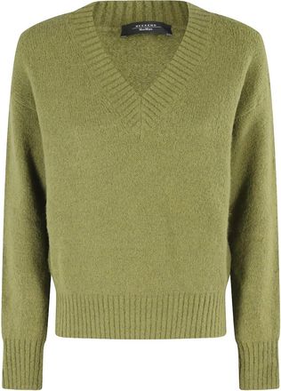 Max Mara Maglione in lana con scollo a V - Verde